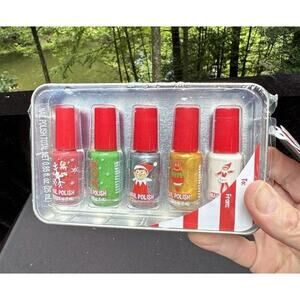 Official Elf On The Shelf 5 Pack Nail Polish In Collectible Tin Christmas NWT!